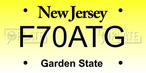 F70ATG New Jersey License Plate