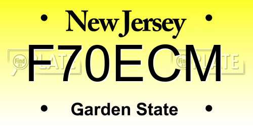 F70ECM New Jersey License Plate