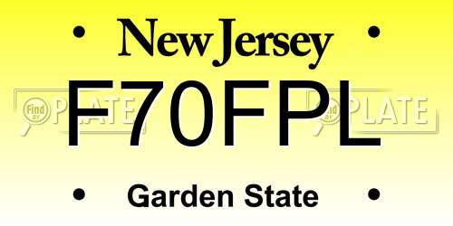 F70FPL New Jersey License Plate