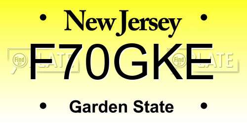 F70GKE New Jersey License Plate