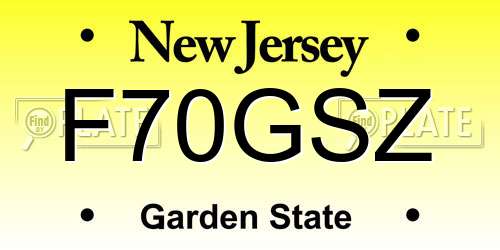 F70GSZ New Jersey License Plate