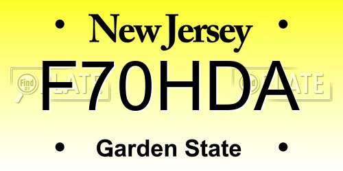 F70HDA New Jersey License Plate