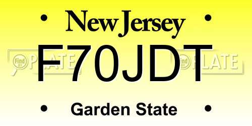 F70JDT New Jersey License Plate