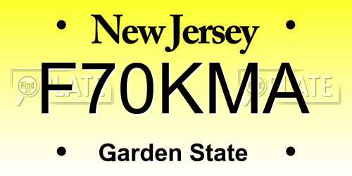 F70KMA New Jersey License Plate