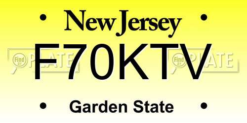 F70KTV New Jersey License Plate