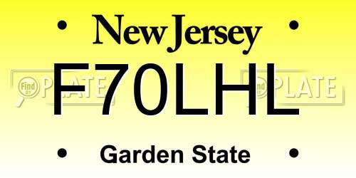 F70LHL New Jersey License Plate