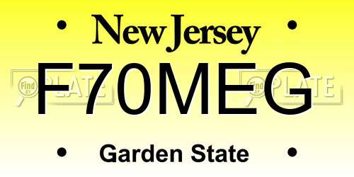 F70MEG New Jersey License Plate