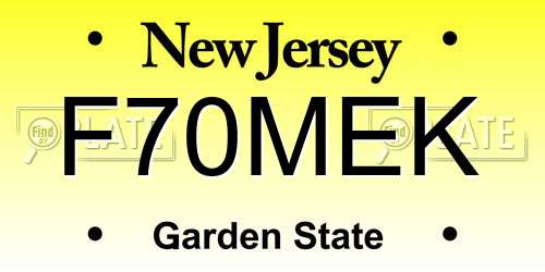 F70MEK New Jersey License Plate