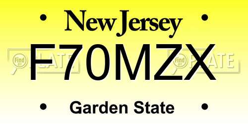 F70MZX New Jersey License Plate