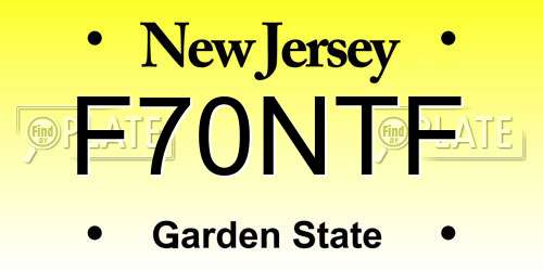F70NTF New Jersey License Plate