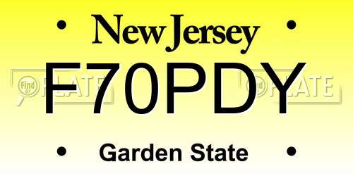 F70PDY New Jersey License Plate