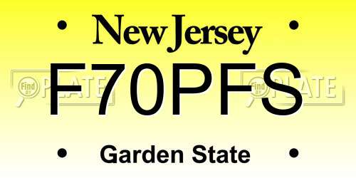 F70PFS New Jersey License Plate