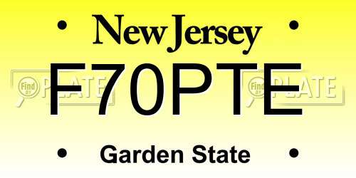 F70PTE New Jersey License Plate