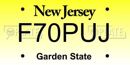 F70PUJ New Jersey License Plate