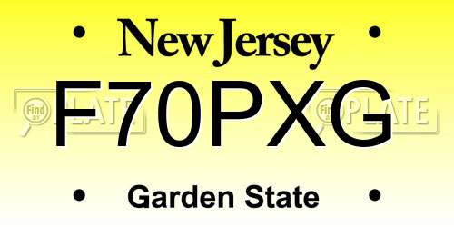 F70PXG New Jersey License Plate