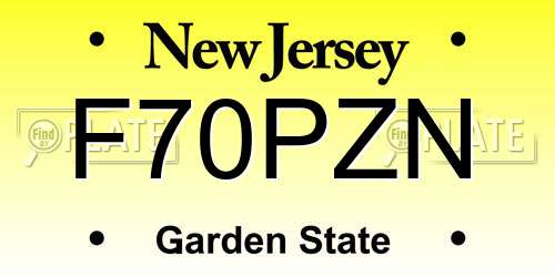 F70PZN New Jersey License Plate