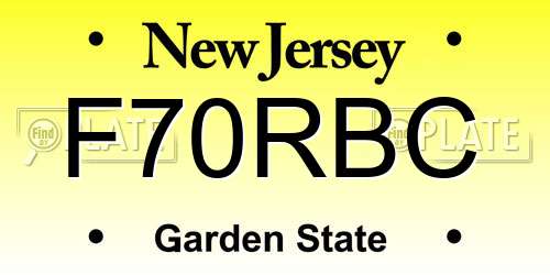 F70RBC New Jersey License Plate
