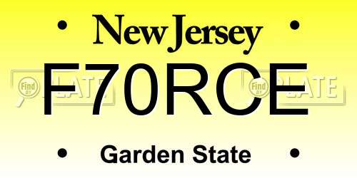 F70RCE New Jersey License Plate