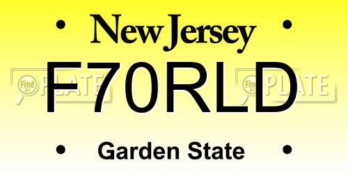 F70RLD New Jersey License Plate