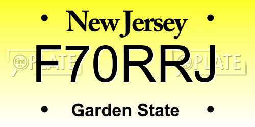 F70RRJ New Jersey License Plate