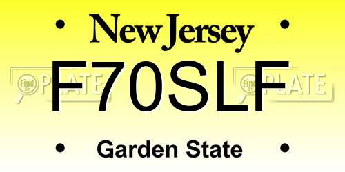 F70SLF New Jersey License Plate