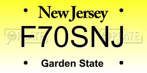 F70SNJ New Jersey License Plate