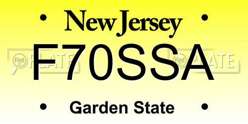 F70SSA New Jersey License Plate