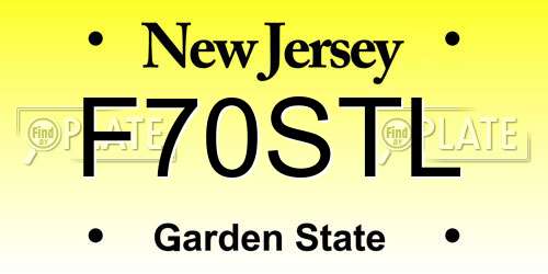 F70STL New Jersey License Plate
