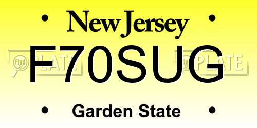 F70SUG New Jersey License Plate