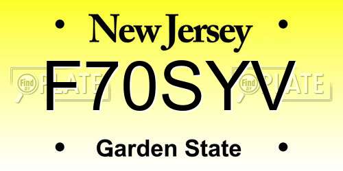F70SYV New Jersey License Plate