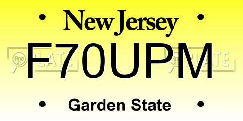 F70UPM New Jersey License Plate
