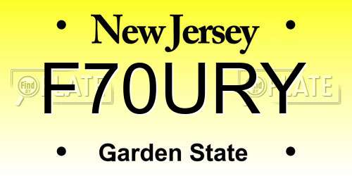 F70URY New Jersey License Plate