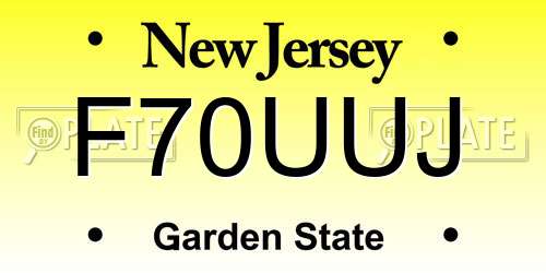 F70UUJ New Jersey License Plate