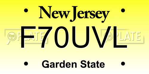 F70UVL New Jersey License Plate