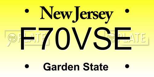 F70VSE New Jersey License Plate