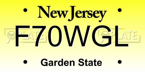 F70WGL New Jersey License Plate