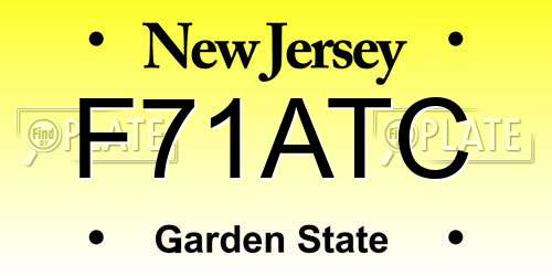 F71ATC New Jersey License Plate