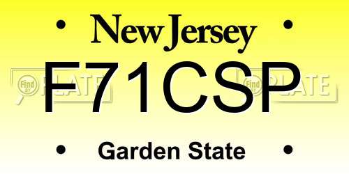 F71CSP New Jersey License Plate