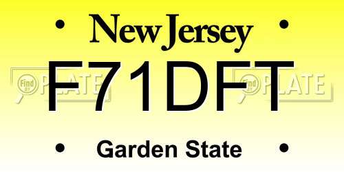 F71DFT New Jersey License Plate