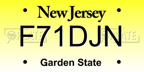 F71DJN New Jersey License Plate