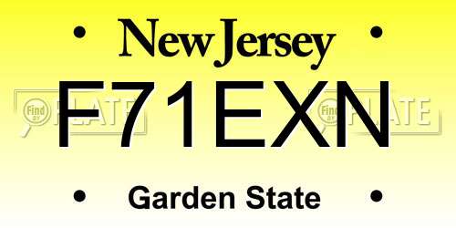 F71EXN New Jersey License Plate