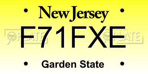 F71FXE New Jersey License Plate