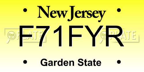 F71FYR New Jersey License Plate