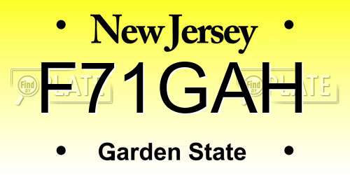 F71GAH New Jersey License Plate