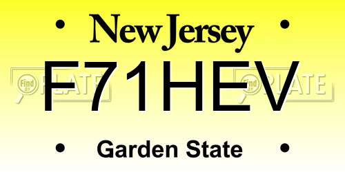 F71HEV New Jersey License Plate