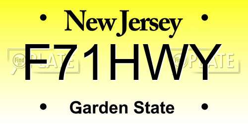F71HWY New Jersey License Plate