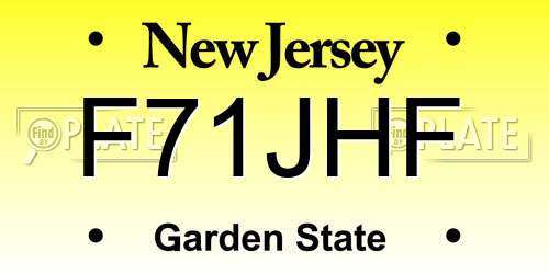 F71JHF New Jersey License Plate