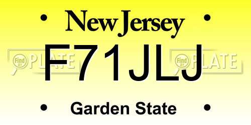 F71JLJ New Jersey License Plate