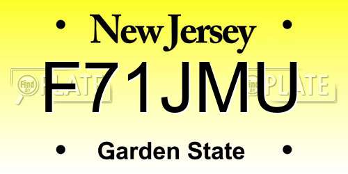 F71JMU New Jersey License Plate