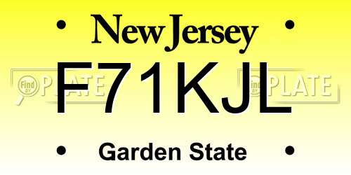 F71KJL New Jersey License Plate